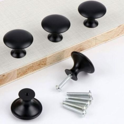 24 Pièces Bouton de Tiroir Noir Mat,Boutons de Placard Rond Bouton de Meubles avec Vis pour Armoire Cuisine Tables Chevet(30mm) MINK (1/4)