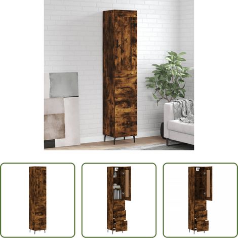 Holzwerkstoff - Highboard Räuchereiche 34,5x34x180 cm Holzwerkstoff (1/5)