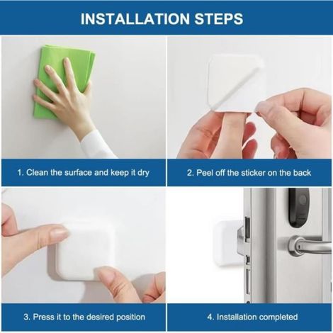Butée de Poignée de Porte Murale, 16Pcs Butee de Porte Adhesive, 4cm x 4cm Butoirs de Porte en Silicone, Protection Murale de Porte (1/4)