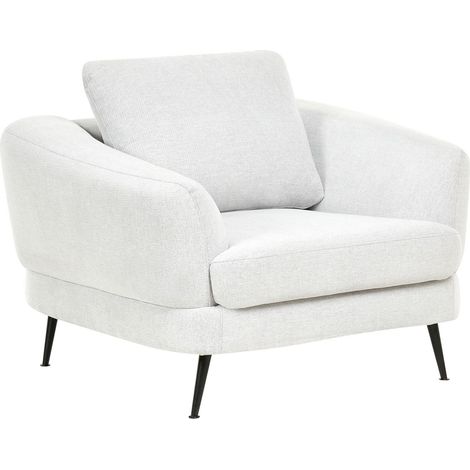 Poltrona Rivestimento in ciniglia con braccioli Gambe in ferro Soggiorno bianco sporco Kjaer (1/5)