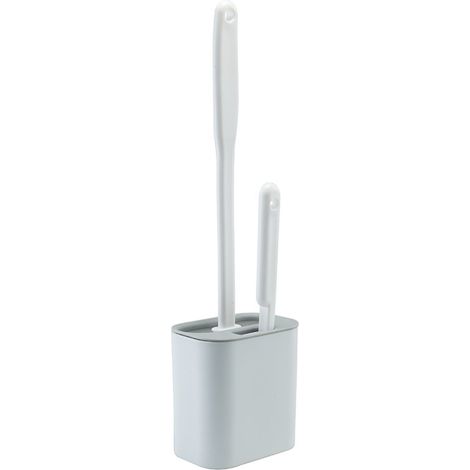 [Toilettenbürste] [2er-Set] [Weiche Silikonborsten] [Langer, ergonomischer Griff] [Mit Halterung und Fugenbürste] für die gründliche Toilettenreinigung [Materialien: PP & Silikon] [Kratzfrei & Hygieni (1/5)