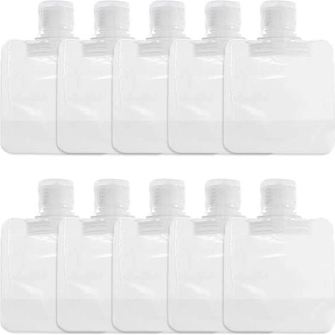 Confezione da 10 sacchetti trasparenti da 30 ml, portatili e ricaricabili, di alta qualità, per articoli da toeletta, lozioni, shampoo, gel doccia sacchetti e custodie comprimibili