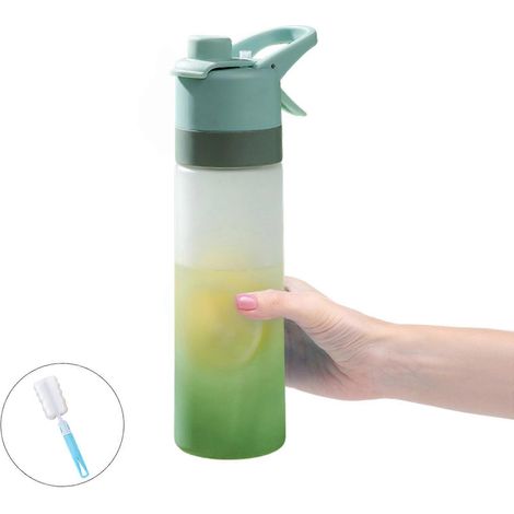 Bouteille d'eau à vaporisateur étanche de 650 ml pour les sports de plein air avec gobelet à brosse et grande capacité, portable et à évaporation [D] (1/5)