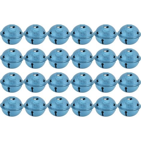 24 Weihnachtsglocken (40 mm), lackierter Eisenstern (5-zackig), hohl, DIY-Weihnachtsbaumschmuck, mattblau (1/5)