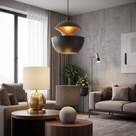 Lustre Design Moderne Gris-Doré (1/3)
