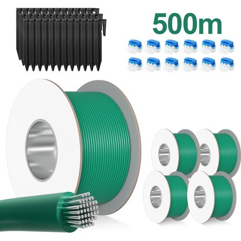 Wolketon Begrenzungskabel Set 500m Rasenroboter mit 1750 Erdnägel + 60 Kabelverbinder für Mähroboter