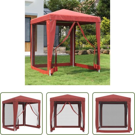 Partyzelt rot - Partyzelt mit 4 Mesh-Seitenwänden Rot 2x2 m HDPE (1/5)