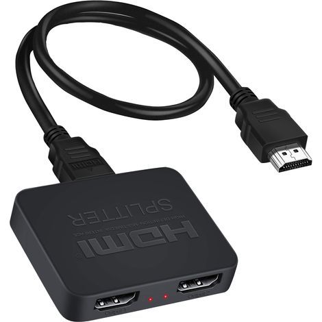 Divisor de vídeo HDMI 4K, 1 entrada, 2 salidas, 3840x2160P, 60Hz, compatible con HDCP/3D, alimentación microUSB de 5V 1A, color negro. (1/5)