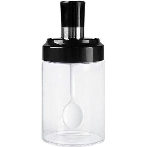 Pot à épices en verre avec couvercle cuillère intégré, boîte à épices pour la cuisine (1/4)