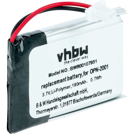 vhbw Akku kompatibel mit Opticon OPN-2001, OPN-2002, OPN-2003, OPN-2004, OPN-2005, OPN-2006 Barcodescanner POS (190 mAh, 3,7 V, Li-Polymer) - Ersatz für OPN-2001