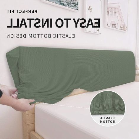 Housse de Tête de Lit Élastique 180 cm Gris-Vert - Protection de Lit Imperméable et Anti-Poussière pour Chambre (1/5)