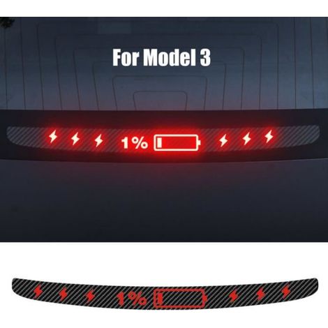 Panneau Projection Feu Stop - Pour Tesla Model 3 - PVC Flexible Fibre De Carbone - 40 x 3 x 0,1 cm - Lot De 3 (1/3)