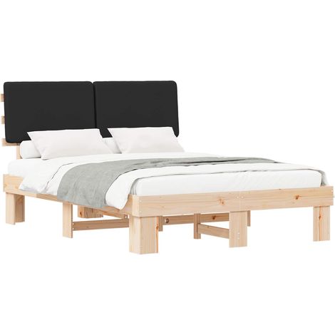 Lit double  Lit adulte  Cadre de lit avec tête de lit rembourrée Noir 160 x 200 cm