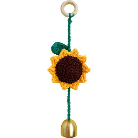 1 pendentif tournesol Divers accessoire de portail, en corde coton, jaune/marron/vert, 21 cm, pour voiture et intérieur (1/5)