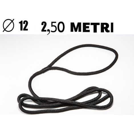 Cima in poliestere con occhiello per fissaggio parabordi diametro 12 mm 2,50 metri nera nautica