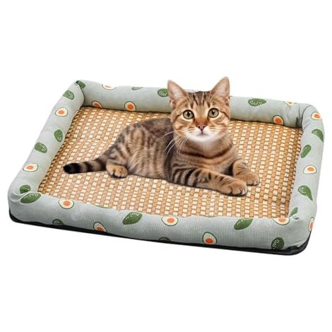 HUNJHYC - Esterilla refrescante para perros Esterilla refrescante de ratán para mascotas - Esterilla para dormir para perros y gatos - Almohadillas de hielo de verano, suministros para mascotas (1/5)