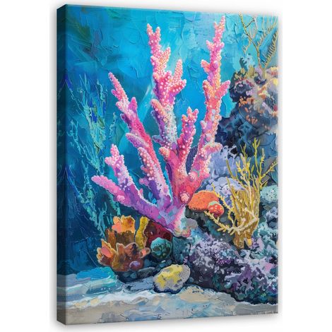 Peinture récif corallien océan mer chambre salon sur toile Murale 40x30 (1/3)