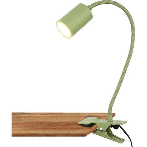 Lampe de bureau avec interrupteur Ă fil, couleur blanc chaud, orientable, fiche, lampe Ă pince, lampe de chevet, hauteur 40cm, vert (1/5)
