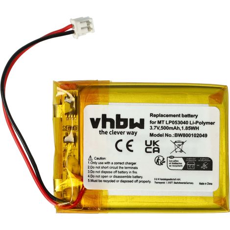 vhbw 1x Akku Ersatz für CP75, MT LP053040 für schnurlos Festnetz Telefon (600 mAh, 3,7 V, Li-Polymer)