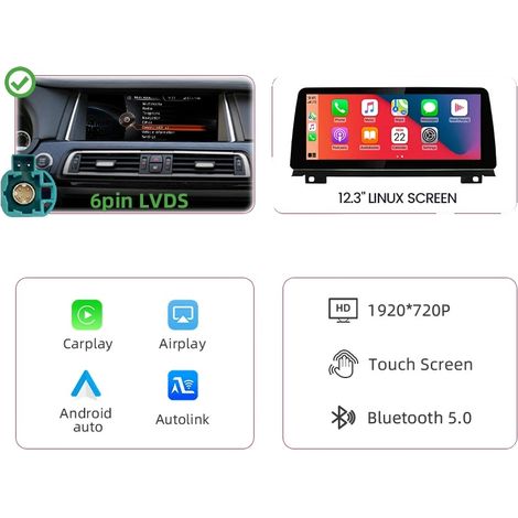 Radio multimedia, pantalla táctil, control por voz, compatible con BMW Serie 7 F01 F02, NBT (1/2)