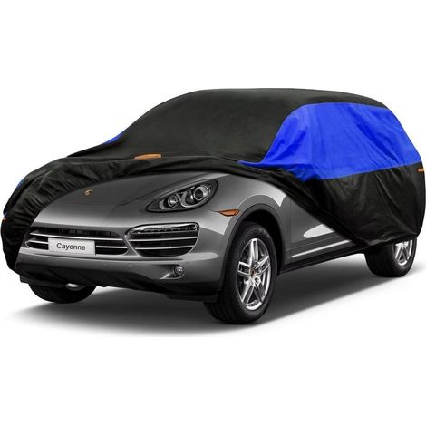 Bâche auto imperméable respirante pour Porsche Cayenne (2010-2024) noir/bleu (1/5)