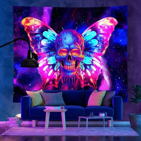 Tapisserie fluorescente UV de style tendance, décoration murale, tapisserie d'Halloween, 150 x 130 cm