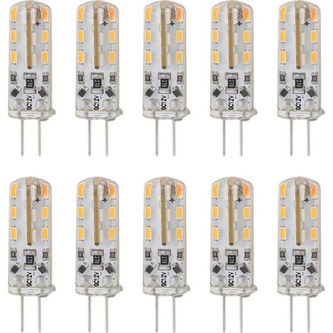 Ampoule LED G4 1.5W DC12V, blanc chaud 3000K 110LM, ampoules à deux broches pour éclairage d'armoire et de cour, 10 pièces (1/5)