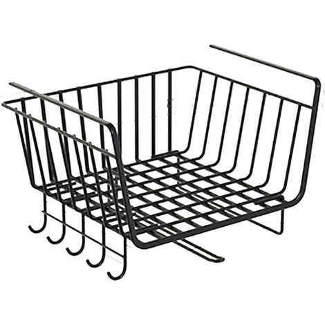Étagère métallique noire sous meuble, panier suspendu multifonctionnel gain de place pour rangement sous placard (1/5)