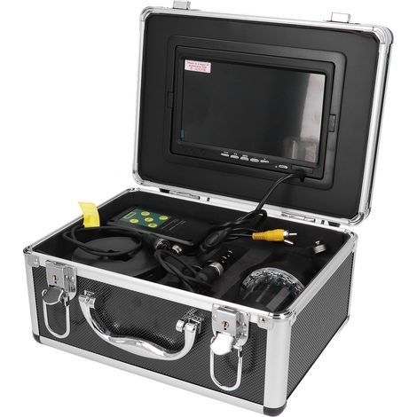 Détecteur de poissons sous-marin étanche IP68 avec écran LCD 7 pouces, câble de 30 m, pour la pêche en lac et en bateau (prise 110-240 V). (1/5)