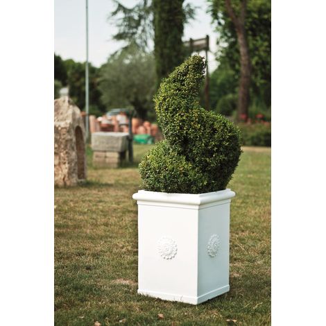 Pilone alto Resina con Rosone 50 cm. Bianco