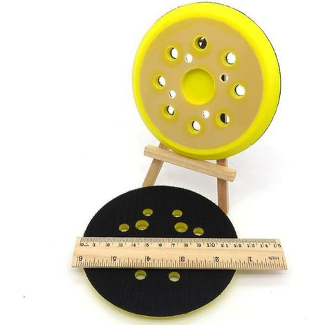 125mm Plateau de ponçage, Rond Disques de Ponçage à 8 Trous patin PU, pour ponceuse Plateau ponçage souple Remplacer (Jaune) (1/5)