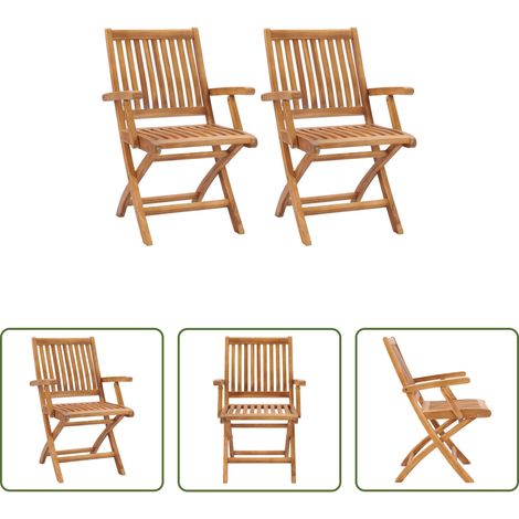 Chaise de jardin teck - Chaises de jardin pliables lot de 2 Bois de teck massif (1/5)