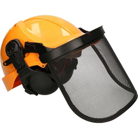 KOTARBAU Casque de sécurité pour tronçonneuse avec protection auditive et visière filet en polyéthylène haute densité résistant aux chocs (1/5)