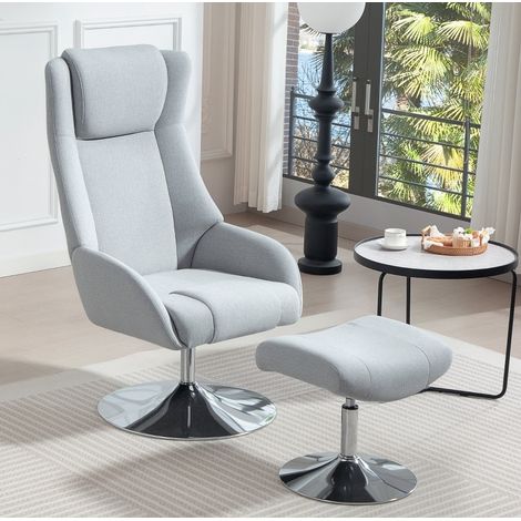 Sillón relax giratorio con reposapiés, reclinable, gris DESVIAE (1/5)