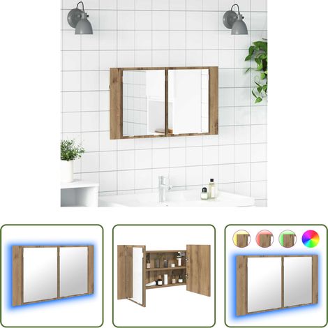 Miroir salle de bain - Armoire Miroir de Salle de Bain Chêne artisanal 80 x 12 x 45 cm (1/5)