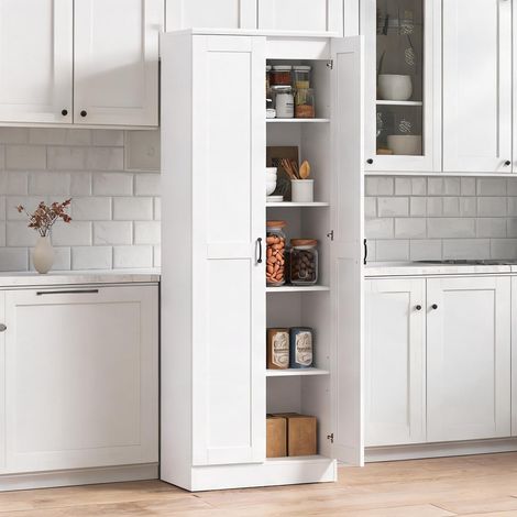 Buffet coloris blanc en panneau de particules 60 x 36,5 x 175 cm (1/5)