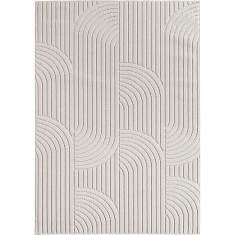 Ayyildiz Tapis Moderne - Structure 3D Cube - Motif Tressage - Salon Tapis Court - creme - 120 cm x 170 cm