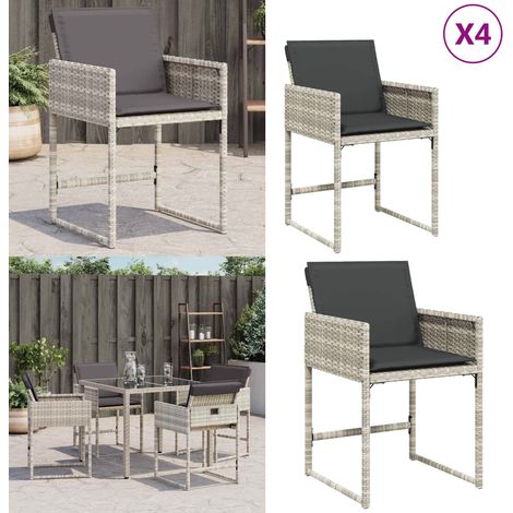Chaises de jardin avec coussins lot de 4 gris clair poly rotin - Chaise De Jardin - Fauteuil De Jardin - Mobilier De Jardin - Salon De Jardin - Résine Tressée - Home & Living (1/5)