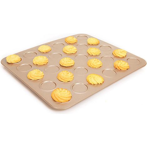 Teglia per biscotti a 30 fori - teglia antiaderente poco profonda - oro (1/5)