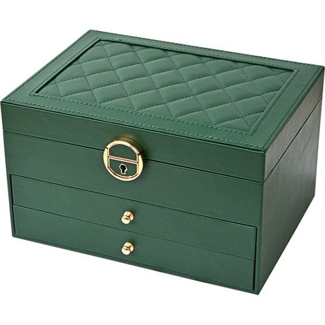 1pc Three-layer Diamond Drawer Jewelry Box Green Jewelry Box