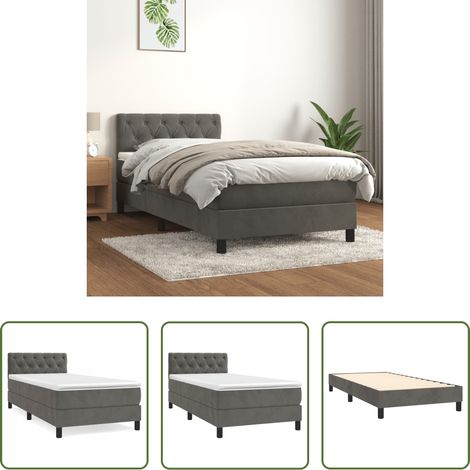 vidaXL Taschenfederkern -  Boxspringbett mit Matratze Dunkelgrau 80x200 cm Samt (1/5)