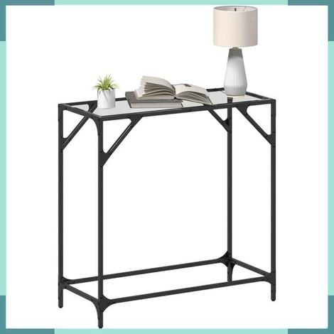 846018 Table console avec dessus en verre transparent 80x35x81cm acier (1/5)
