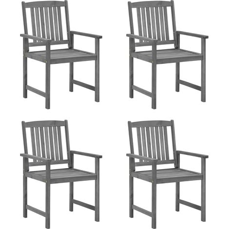 Chaises de jardin et coussins lot de 4 Chaises d'extérieur Gris Bois acacia massif (1/5)