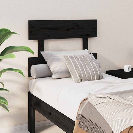 vidaXL Cabecero de cama madera maciza de pino negro 93,5x3x81 cm (1/5)