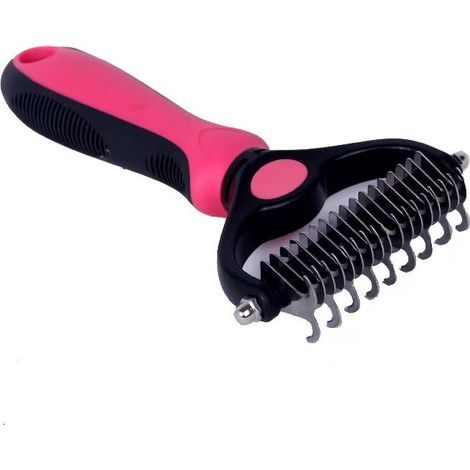 Brosse pour Chien/Chat Double Face, Peigne de toilettage de chien pour massage et perte de fourrure, Poils Doux, les tapis, les nœuds et les poils