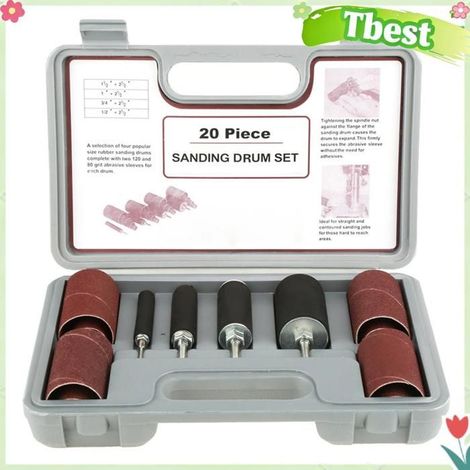 Kit d'outils de ponceuse à tambour de ponçage à broche, 20 pièces, avec étui pour perceuse à colonne (1/4)