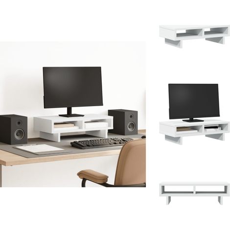 Support de moniteur blanc 50x27x15 cm bois d'ingénierie - Support De Moniteur - Supports De Moniteur - Support De Moniteur Pour Bureau - Support Pour Écran D'ordinateur (1/5)