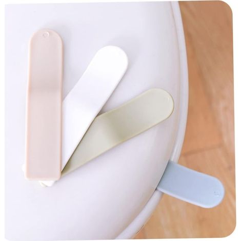 Set di 4 maniglie per alzare il coperchio del WC, rialzo per sedile WC in PP, semplice e pratico, colori assortiti per uso domestico e alberghiero, installazione facile e igienica. (1/5)