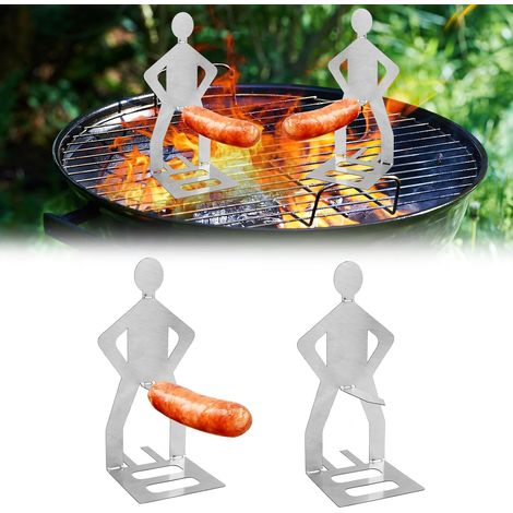 2PCS Support Saucisse Barbecue en Acier Inoxydable Créatif en Forme D’Homme pour Barbecue À Saucisses Portable pour Camping Fête D’Anniversaire Accessoires Barbecue pour Extérieur (1/5)
