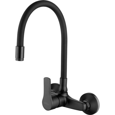 Grifo para fregadero de cocina Verso con caño flexible, negro (1/2)